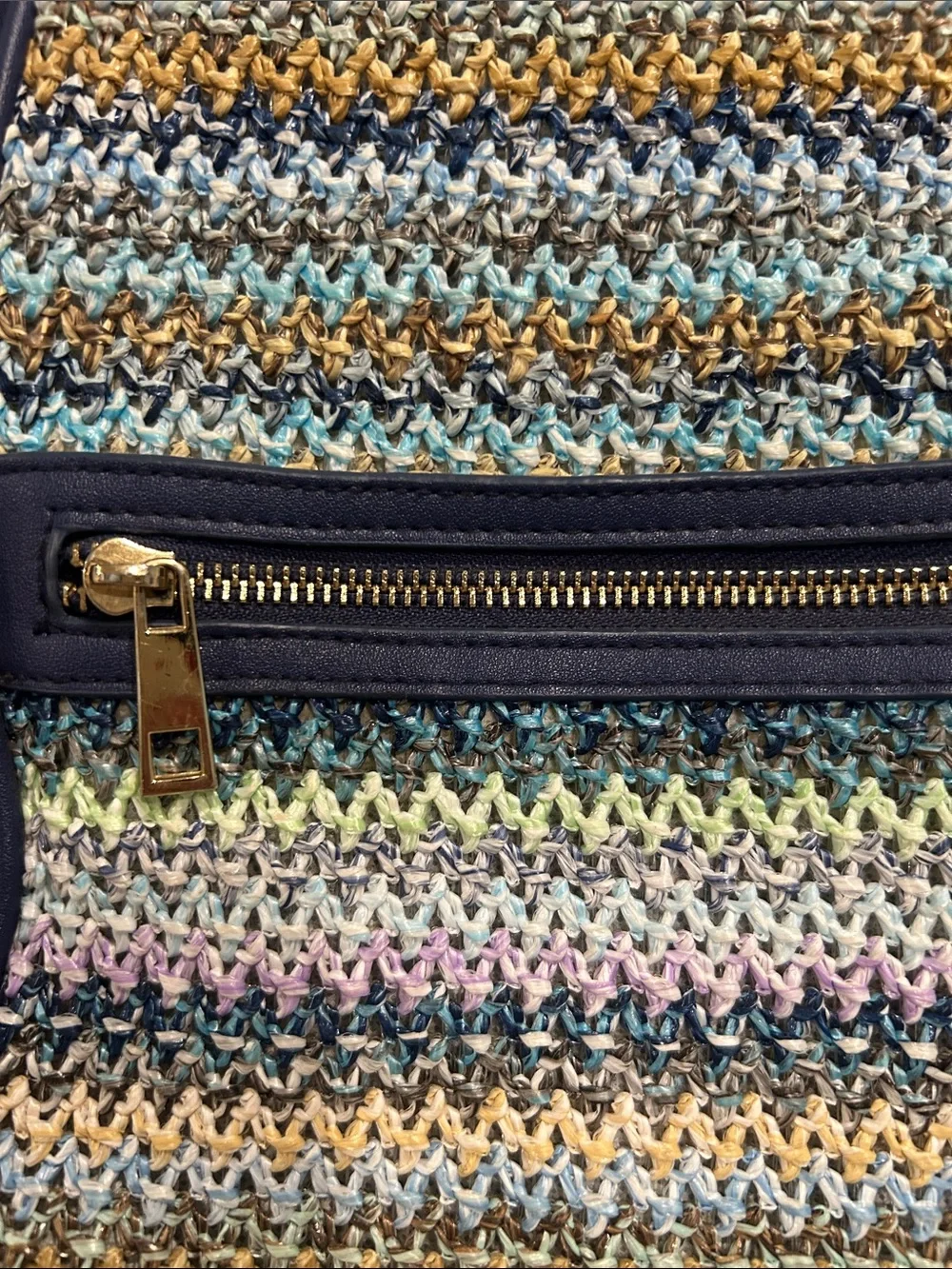 Tommy Bahama Multicolor Striped Woven Mini Backpack with Navy Trim